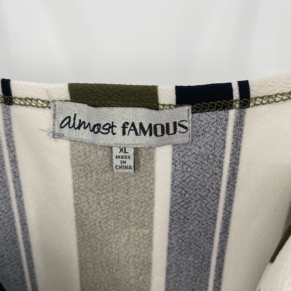Almost Famous Olive and White Striped Jumpsuit - Picture 4 of 5